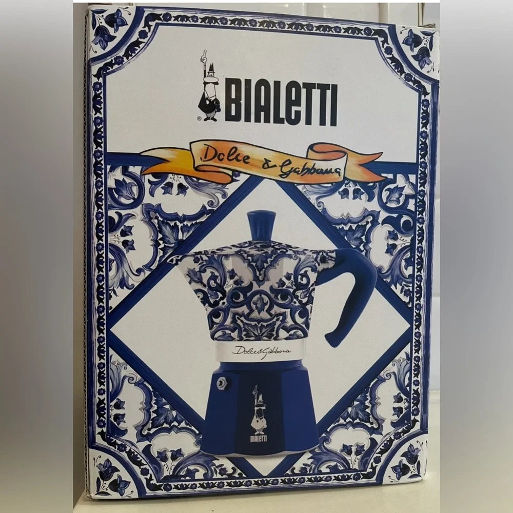 DOLCE & GABBANA BIALETTI ESPRESSO “MOKA EXPRESS” *BLUE/WHITE *NWT $160.00 *6 CUP